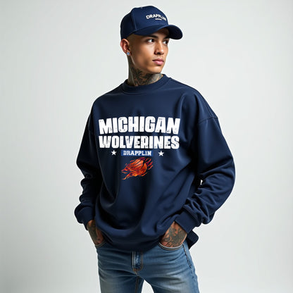 Michigan Unisex Navy Blue Premium Oversized Sweatshirt
