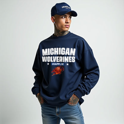 Michigan Unisex Navy Blue Premium Oversized Sweatshirt