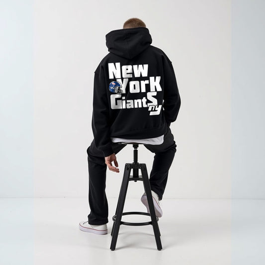 New York Premium Unisex Black Oversized Back Printed Hoodie