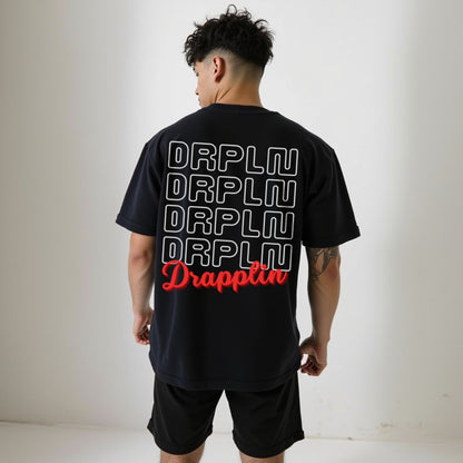 Adapt To Drapplin Black Premium Oversized Printed T-shirt