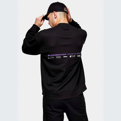 Bloodbrother Black Premium Oversized Printed Sweatshirt