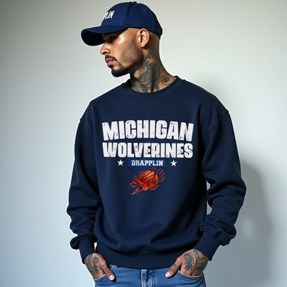 Michigan Unisex Navy Blue Premium Oversized Sweatshirt