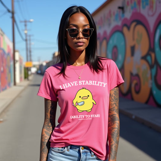 Stability Premium Pink Crew Neck Woman's Printed T-shirt