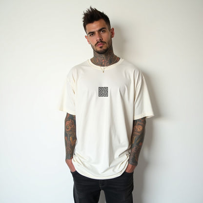 Drapplin Loungewear 280 GSM Unisex Oversized Off White Printed T-shirt