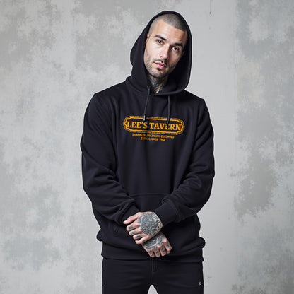 Tavern Unisex Regular Fit Black Printed Hoodie