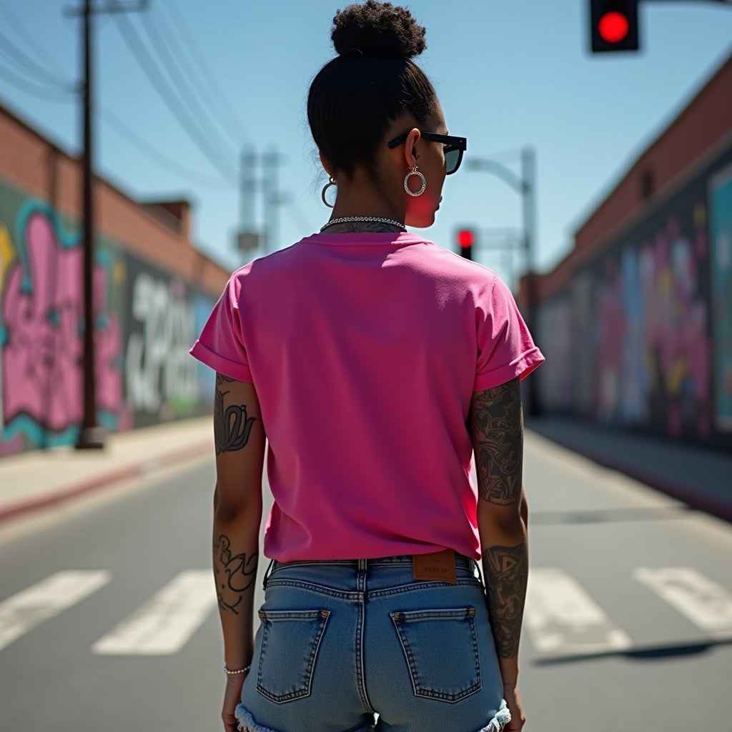 Stability Premium Pink Crew Neck Woman's Printed T-shirt