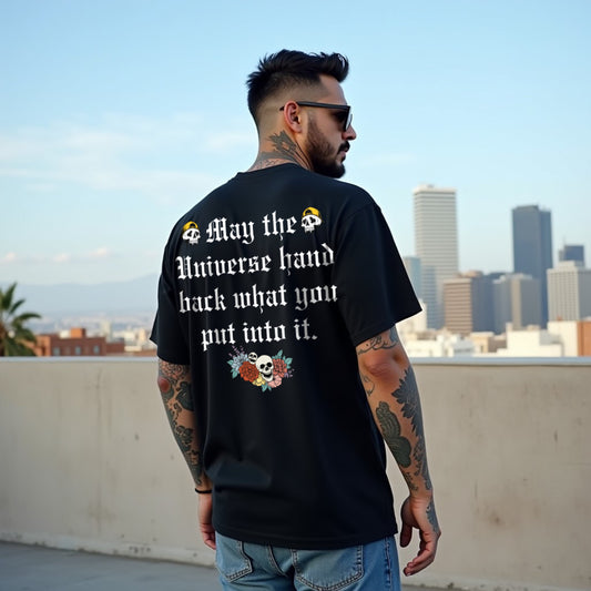 Universe Unisex Black Premium Oversized Typographic Printed T-shirt