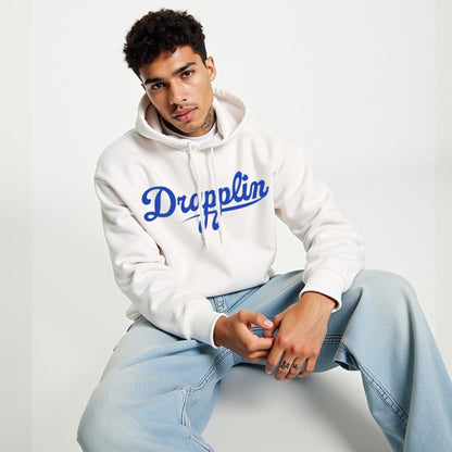 Drapplin Unisex Oversized White Typography Printed Hoodie