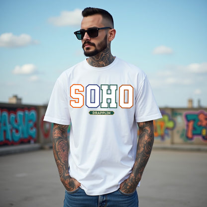 Soho Unisex White Premium Oversized Typographic Printed T-shirt