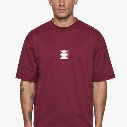 Drapplin Loungewear 280 GSM Unisex Oversized Maroon Printed T-shirt