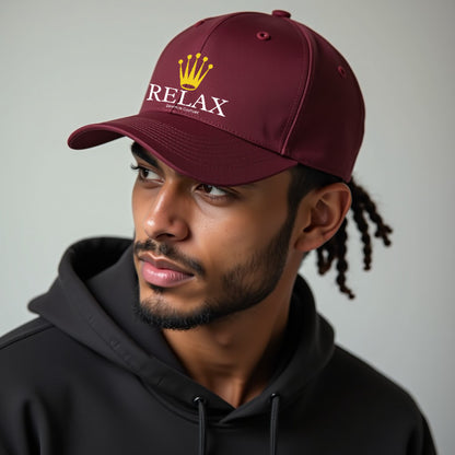 Unisex Maroon Relax Premium Embroidered Baseball Cap