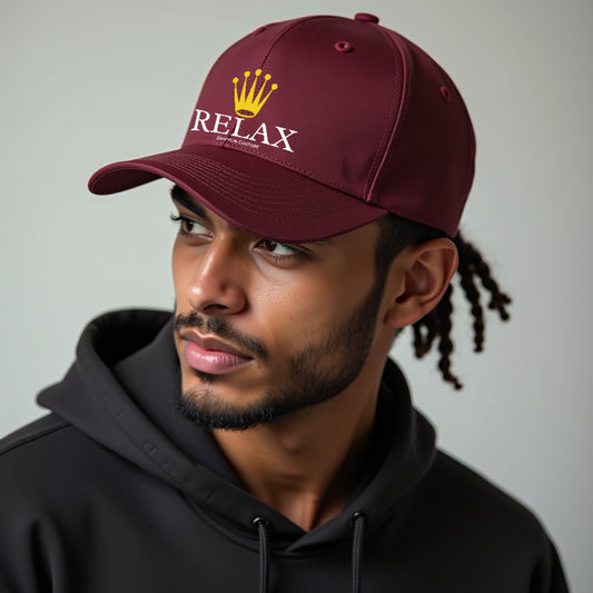 Unisex Maroon Relax Premium Embroidered Baseball Cap