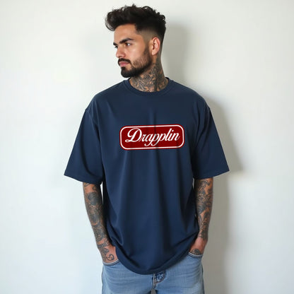 Drapplin Unisex Navy Blue Premium Oversized Printed T-shirt