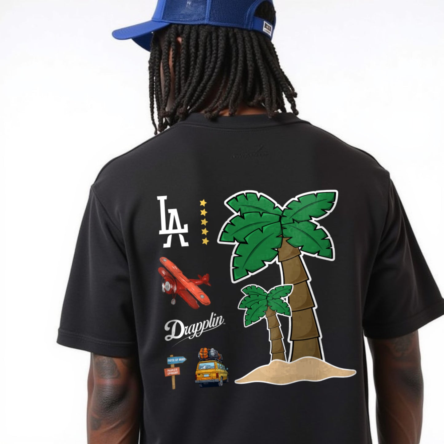 Travel Black Premium Oversized Back Printed T-shirt