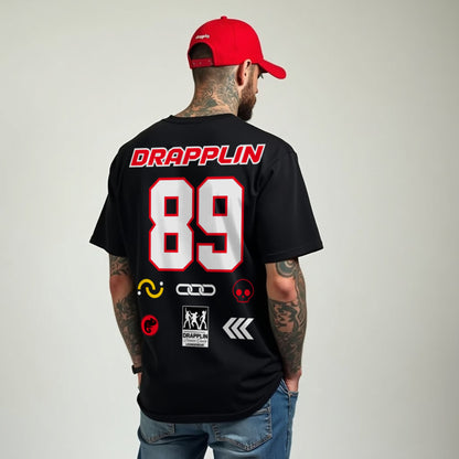 Drapplin Core Series: Heavyweight GSM Unisex Oversized Black Graphic T-shirt