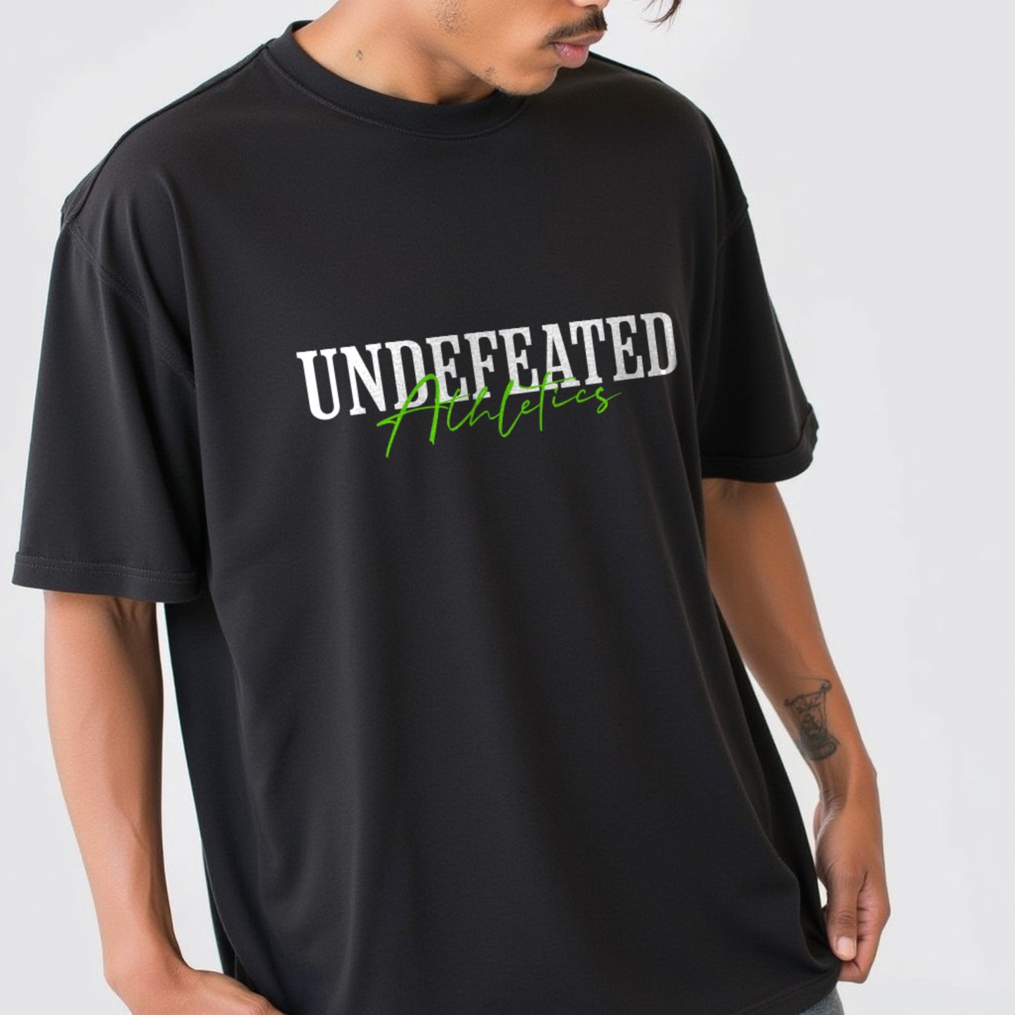 Undefeated Premium Black Oversized Typography Back Printed T-shirt