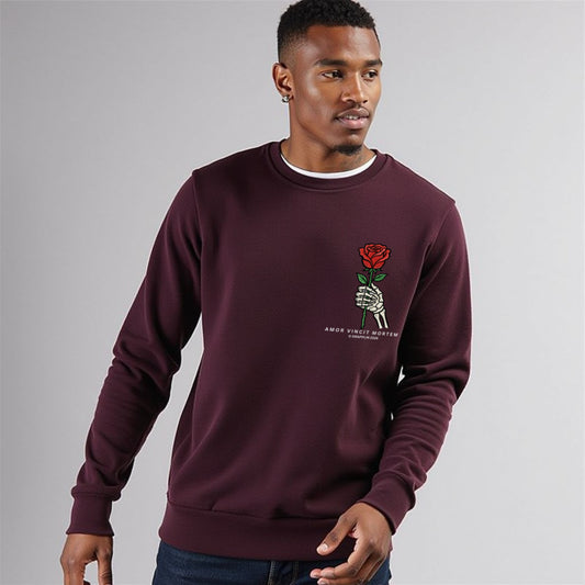 Amor Maroon Unisex Premium Regular Printed Sweatshirt