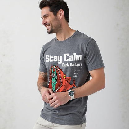 Stay Calm Regular Smokestone Crew Neck Printed T-shirt