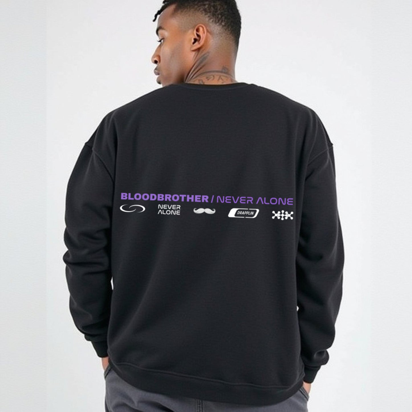 Bloodbrother Black Premium Oversized Printed Sweatshirt