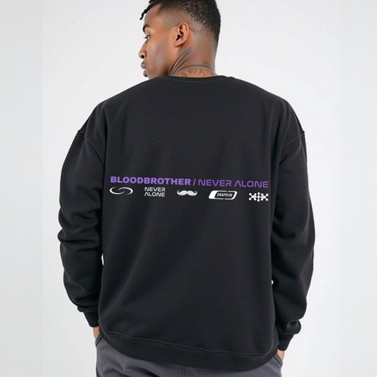 Bloodbrother Black Premium Oversized Printed Sweatshirt