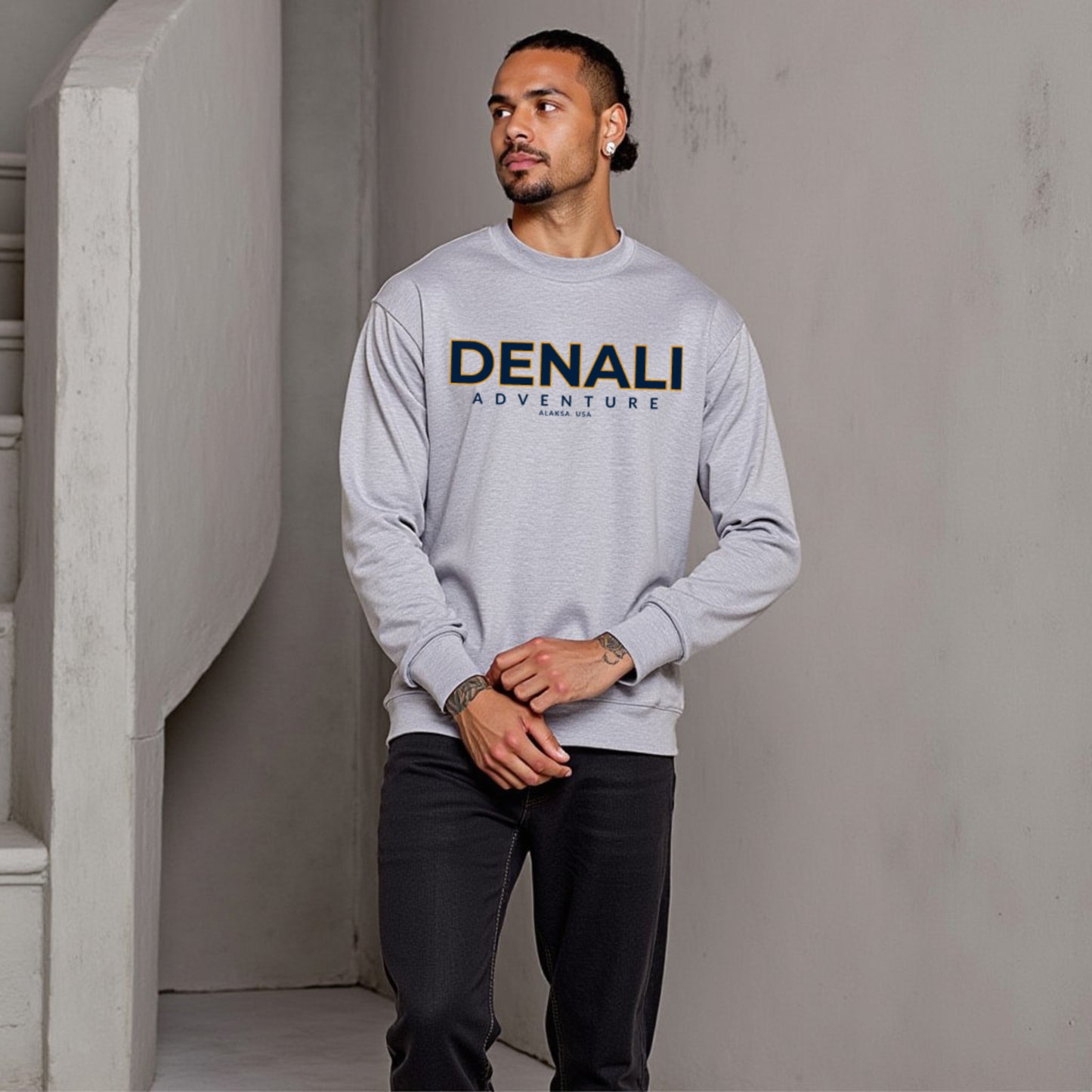 Denali Grey Unisex Regular Printed Sweatshirt