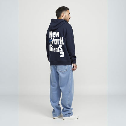 New York Premium Unisex Navy Blue Oversized Back Printed Hoodie