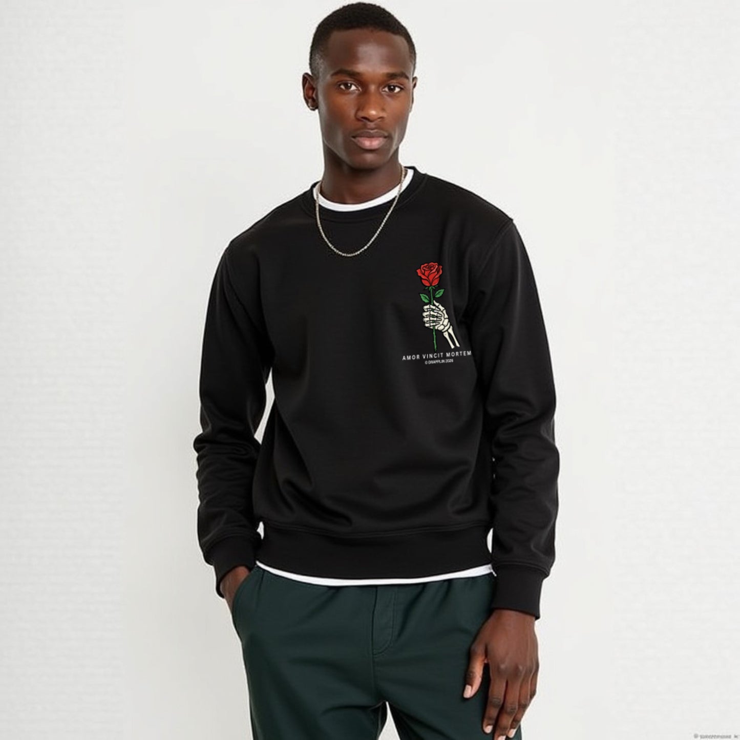 Amor Black Unisex Premium Regular Printed Sweatshirt