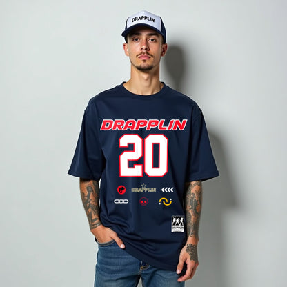Drapplin Core Series: Heavyweight GSM Unisex Oversized Navy Blue Graphic T-shirt