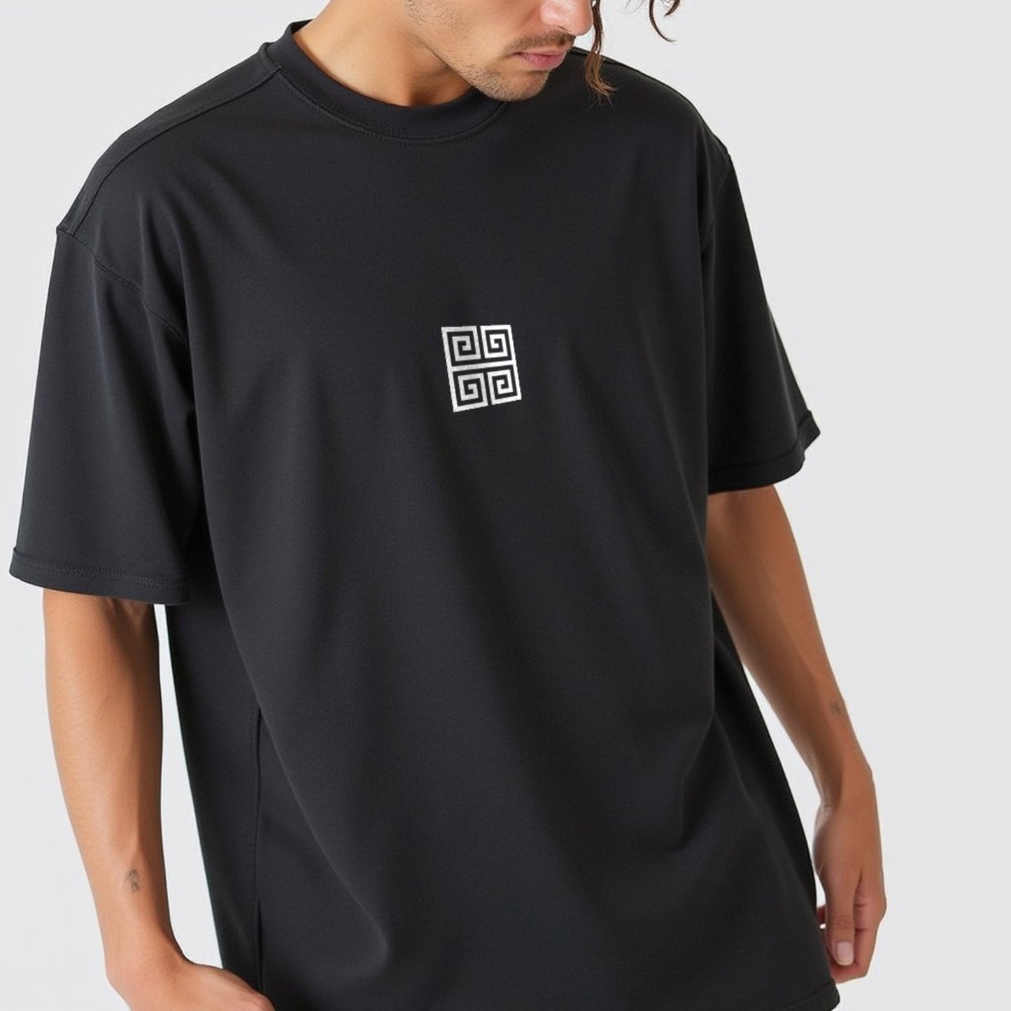 Drapplin Loungewear 280 GSM Unisex Oversized Black Printed T-shirt
