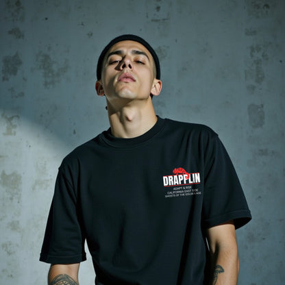 Adapt To Drapplin Black Premium Oversized Printed T-shirt