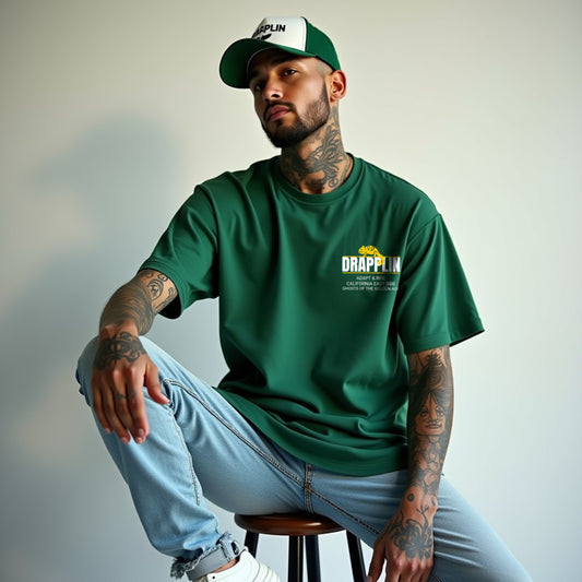 Adapt To Drapplin Bottle Green Premium Oversized Printed T-shirt