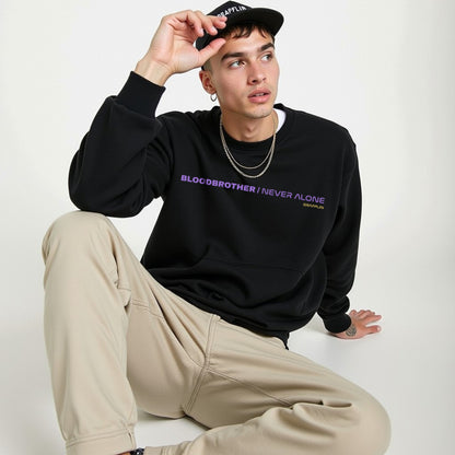 Bloodbrother Black Premium Oversized Printed Sweatshirt