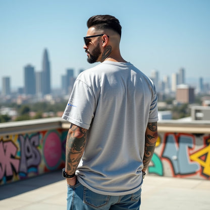 Saint Unisex Grey Mélange Premium Oversized Typographic Printed T-shirt