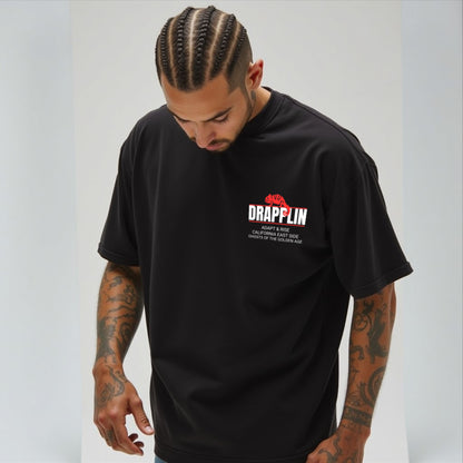 Adapt To Drapplin Black Premium Oversized Printed T-shirt