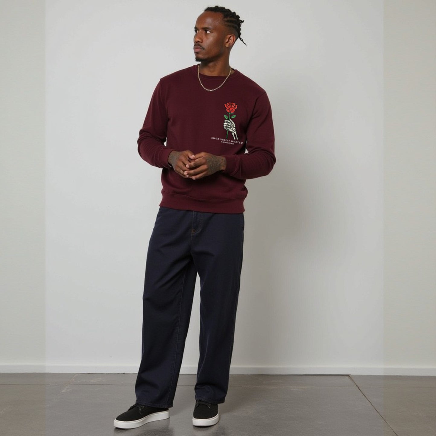 Amor Maroon Unisex Premium Regular Printed Sweatshirt