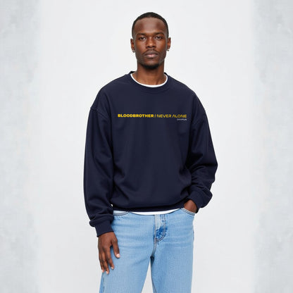 Bloodbrother Navy Blue Premium Oversized Printed Sweatshirt