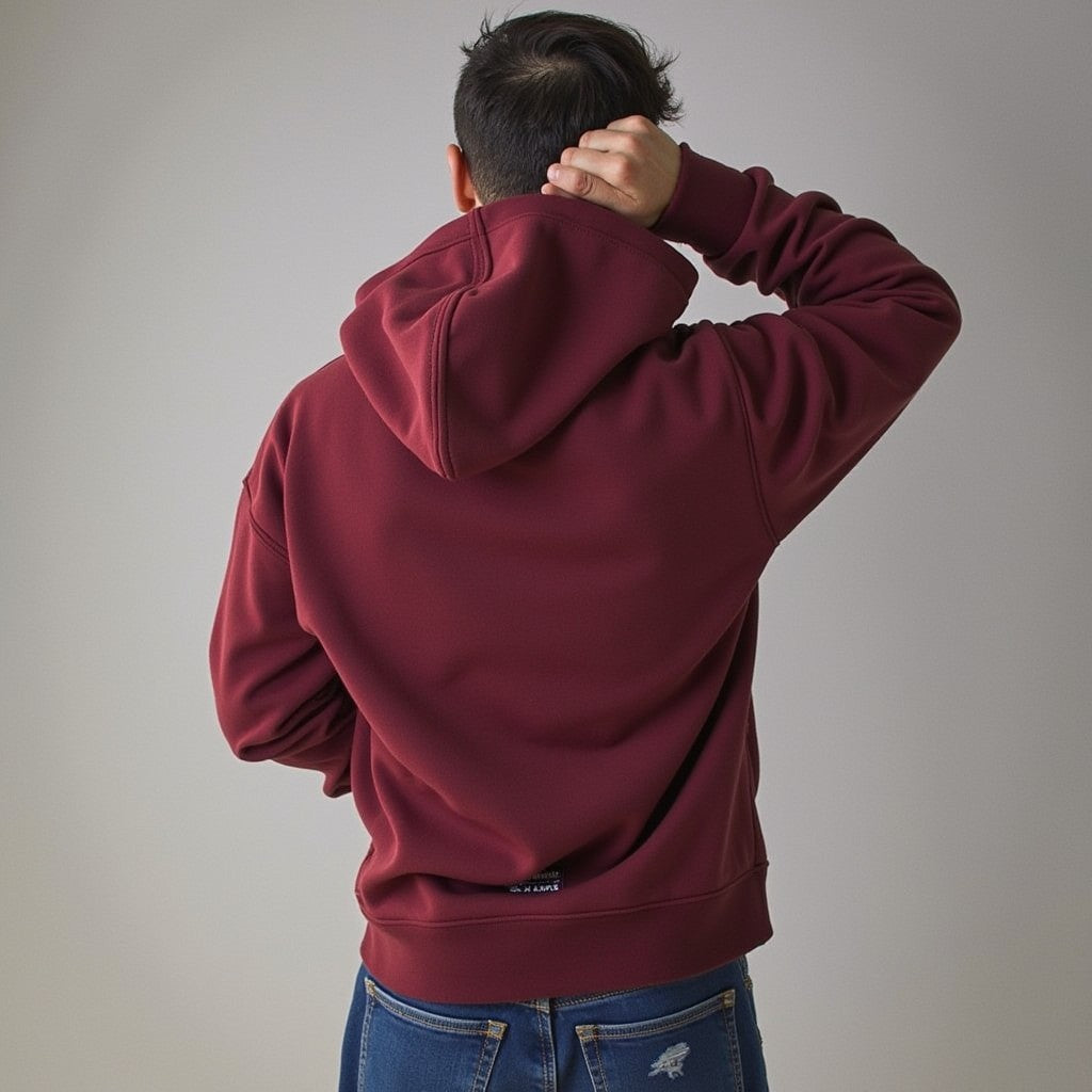 Drapplin Unisex Oversized Maroon Typography Printed Hoodie