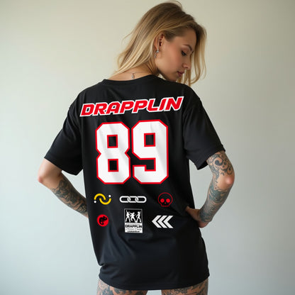 Drapplin Core Series: Heavyweight GSM Unisex Oversized Black Graphic T-shirt