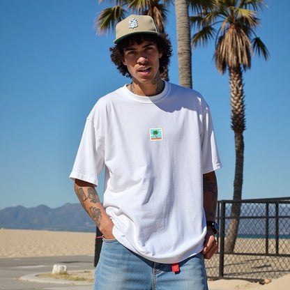 Travel White Premium Oversized Back Printed T-shirt