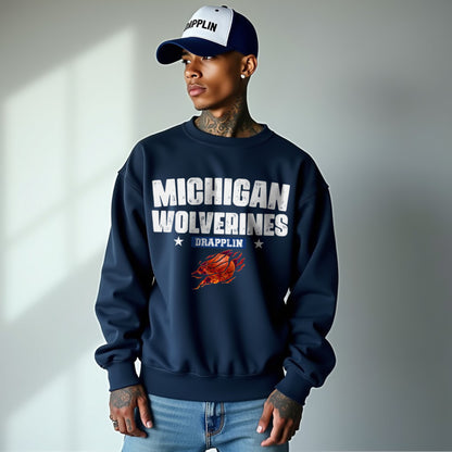 Michigan Unisex Navy Blue Premium Oversized Sweatshirt