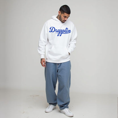 Drapplin Unisex Oversized White Typography Printed Hoodie