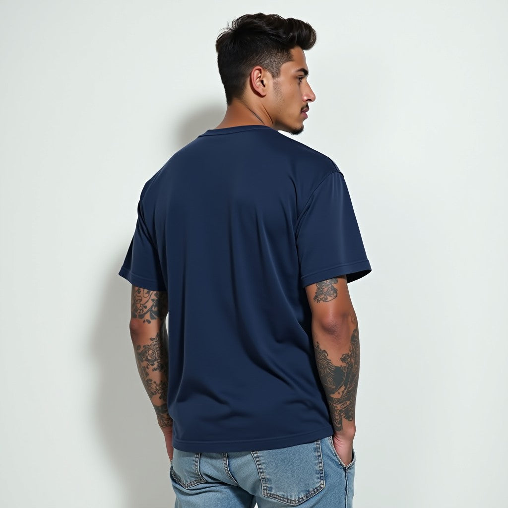 Drapplin Unisex Navy Blue Premium Oversized Printed T-shirt