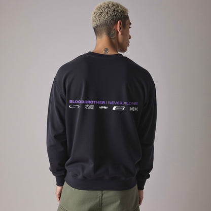 Bloodbrother Black Premium Oversized Printed Sweatshirt
