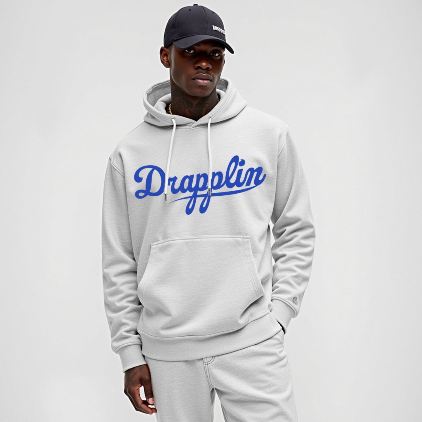 Drapplin Unisex Oversized White Typography Printed Hoodie