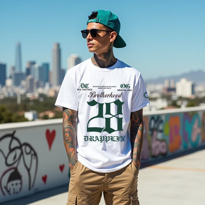 Brotherhood Unisex White Premium Oversized Printed T-shirt