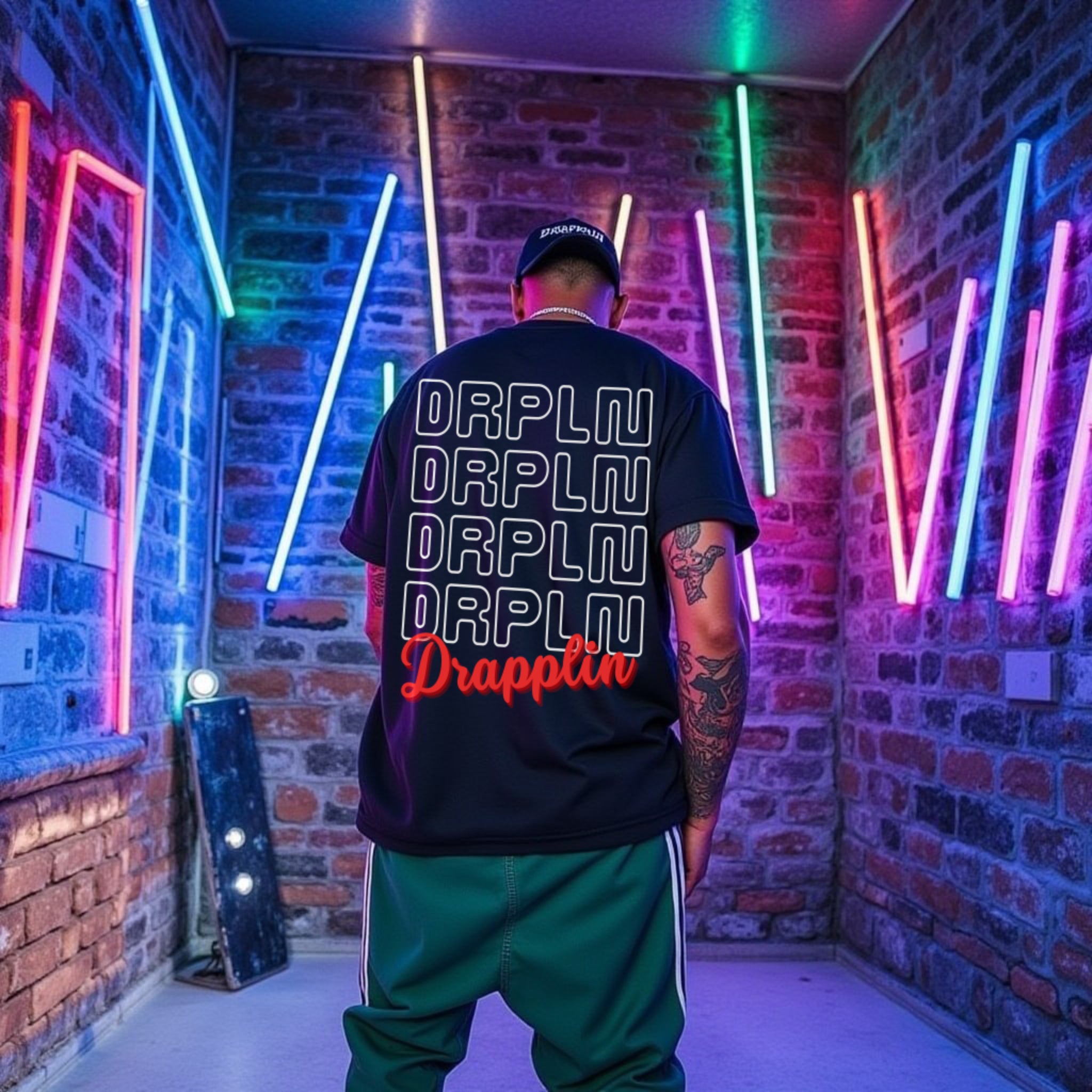 Adapt To Drapplin Black Premium Oversized Printed T-shirt