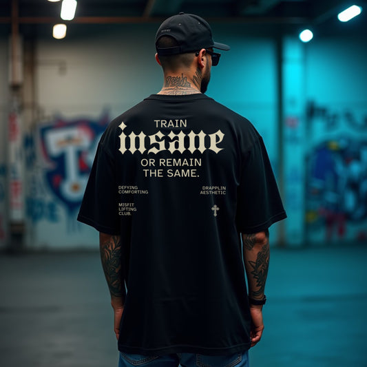 Insane Premium Black Oversized Typography Back Printed T-shirt