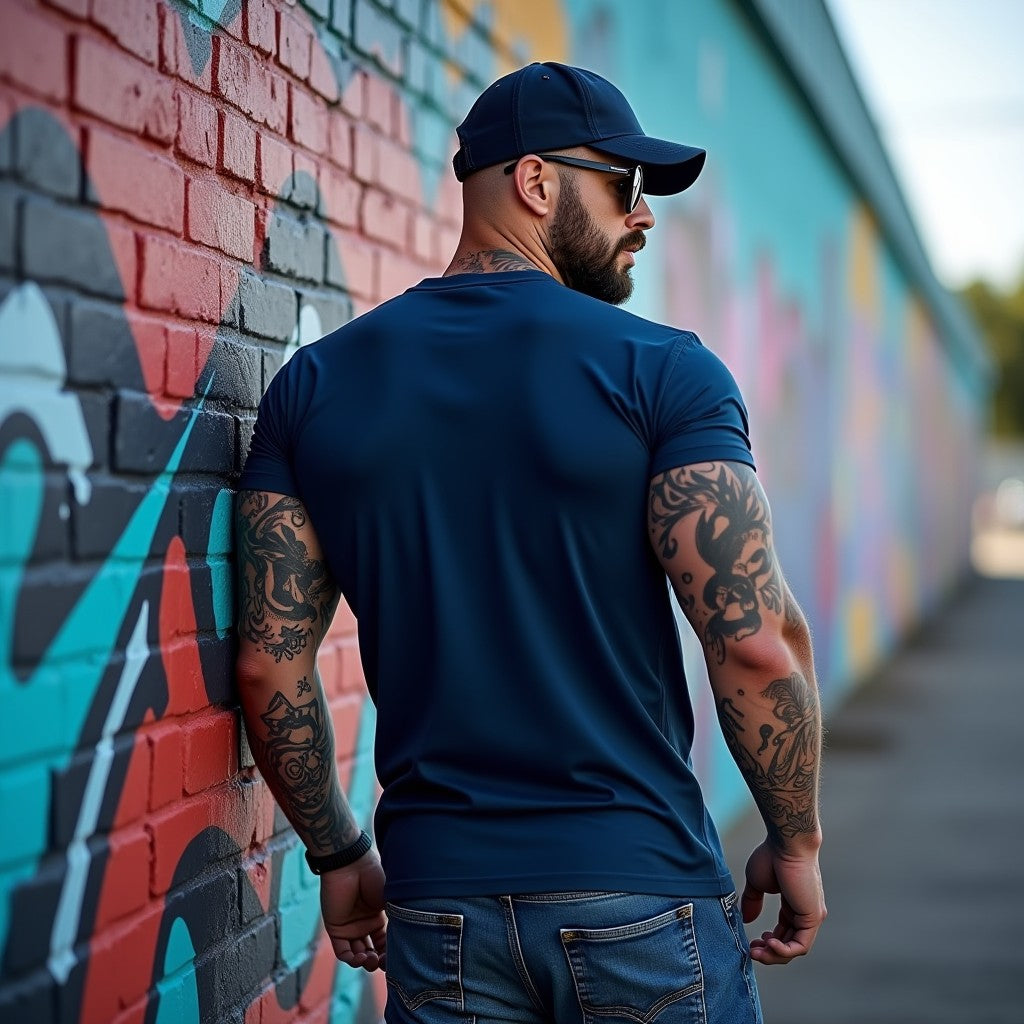 Fearless Navy Blue Crew Neck Graphic Printed T-shirt