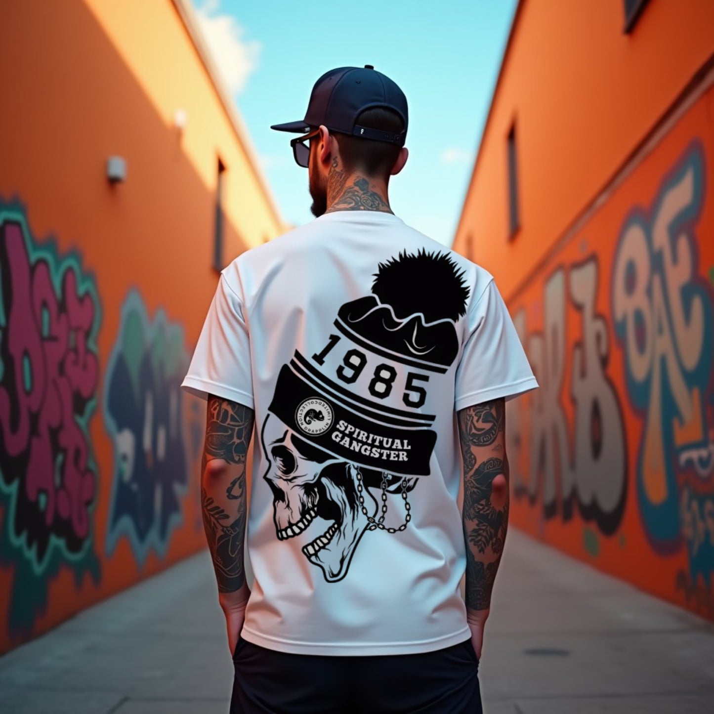 Spiritual Gangster Premium White Oversized Typography Back Printed T-shirt