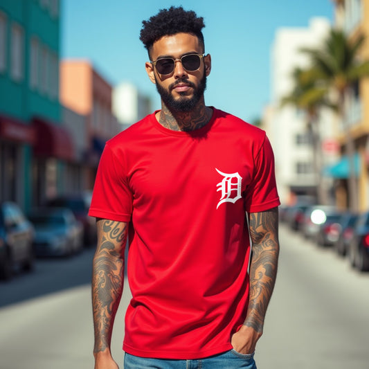 Drapplin Originals Typographic Red Crew Neck Printed T-shirt